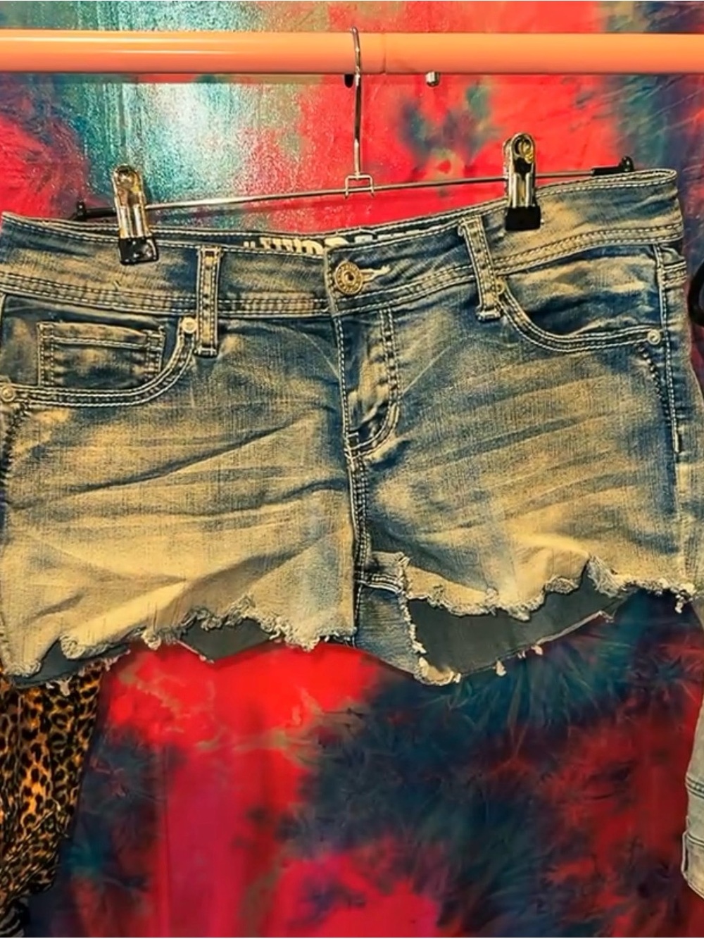 Hydraulic Light Blue Distressed Denim Cutoff Shorts
